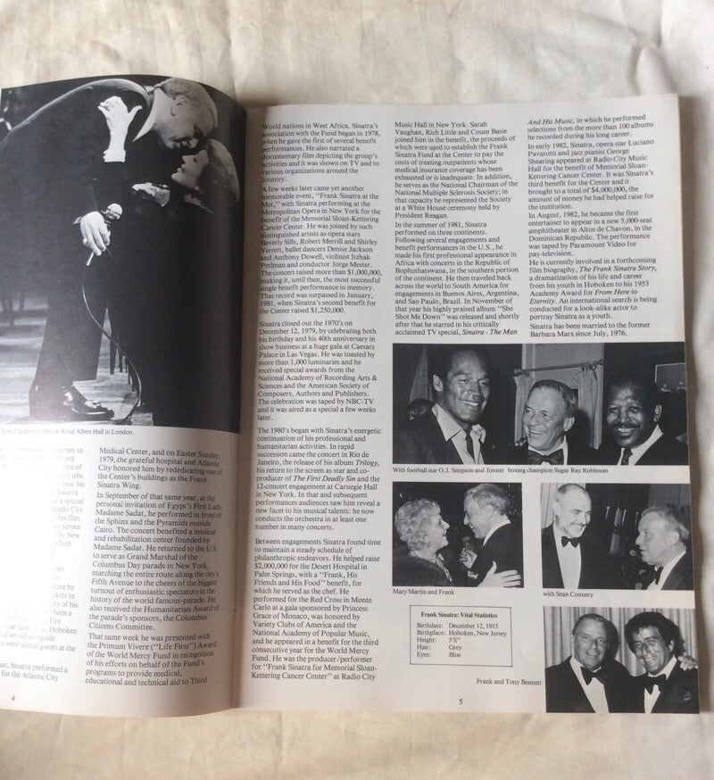 Frank Sinatra 1982 Concert Program