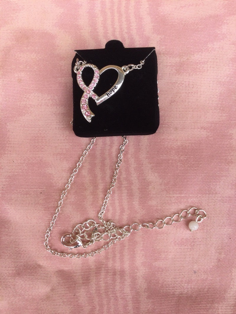 Avon Breast Cancer Crusade Heart Ribbon Necklace NIB