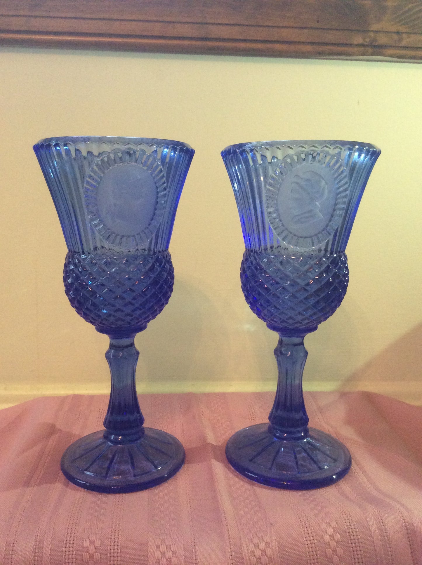 Set of 2 1976 Avon Washington Goblet Candle Holders