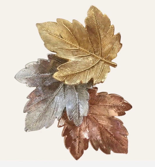Tri-Color Fall Leaves Brooch