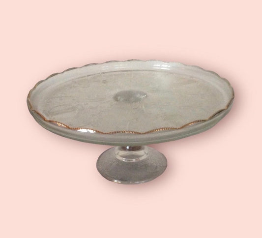 (F#) 1950’s Cake Stand by Jeanette Glass Company