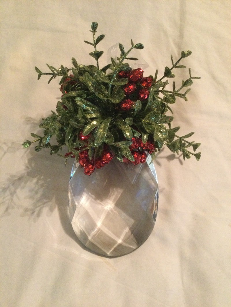 Hanging Mistletoe Teardrop Ornament