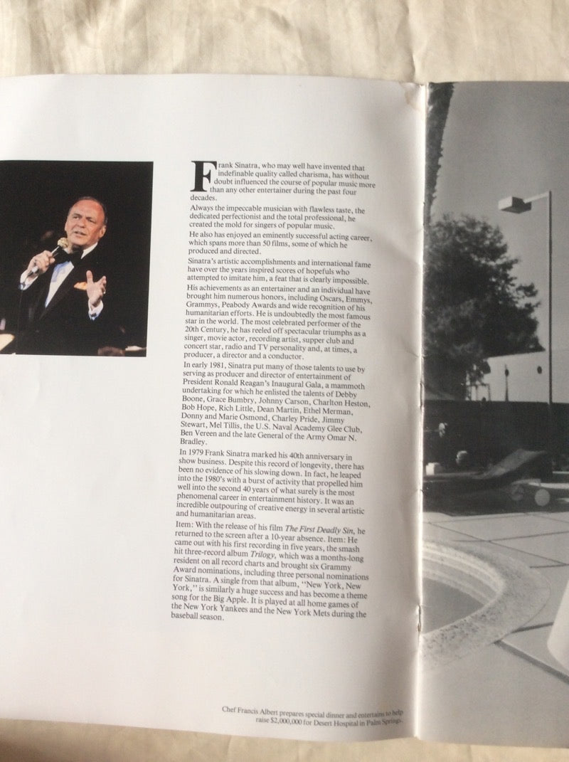 Frank Sinatra 1982 Concert Program