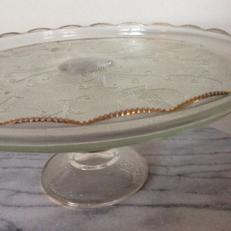 (F#) 1950’s Cake Stand by Jeanette Glass Company