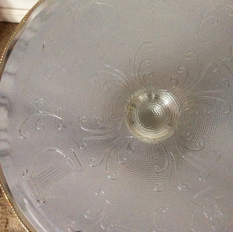 (F#) 1950’s Cake Stand by Jeanette Glass Company