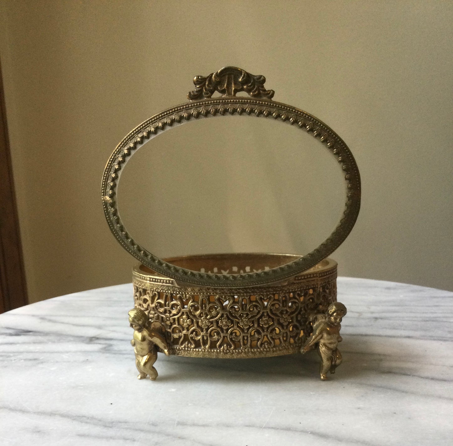 (EC#) Cherub Footed Ormolu Jewelry Box