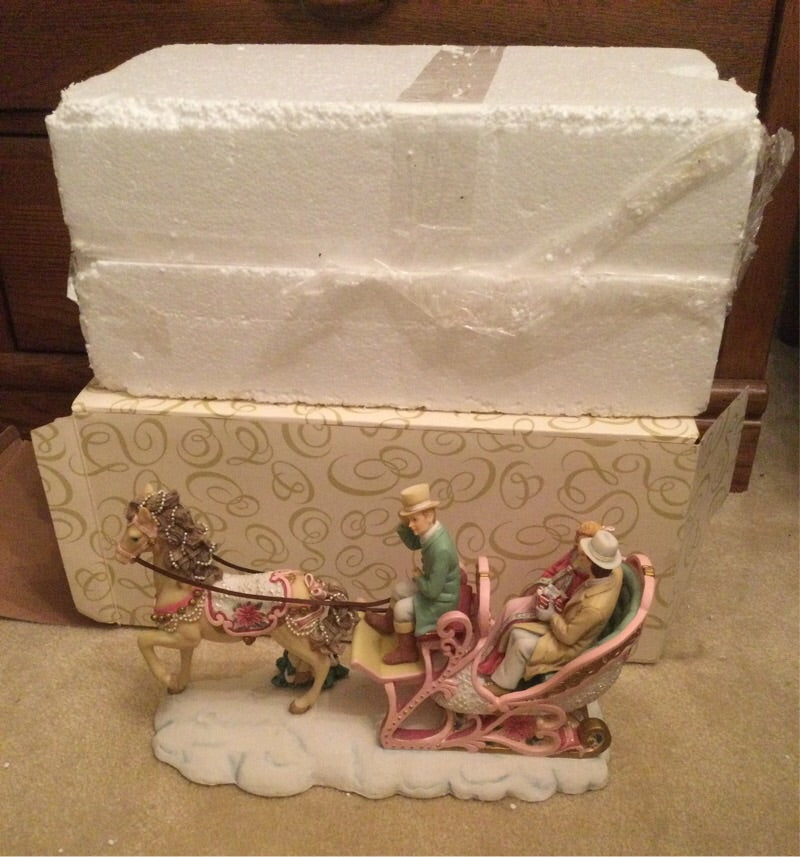 San Francisco Music Box Co Sentimental Rose Couple in Sleigh