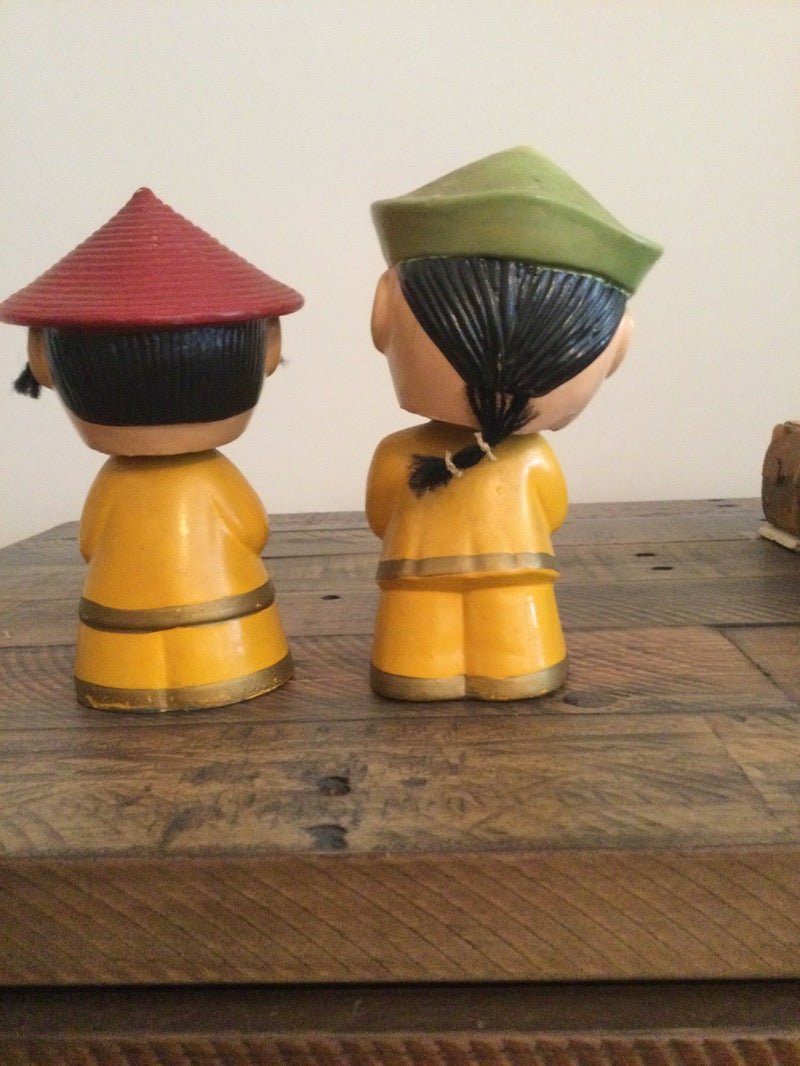 Vtg Asian Bobblehead Couple Japan