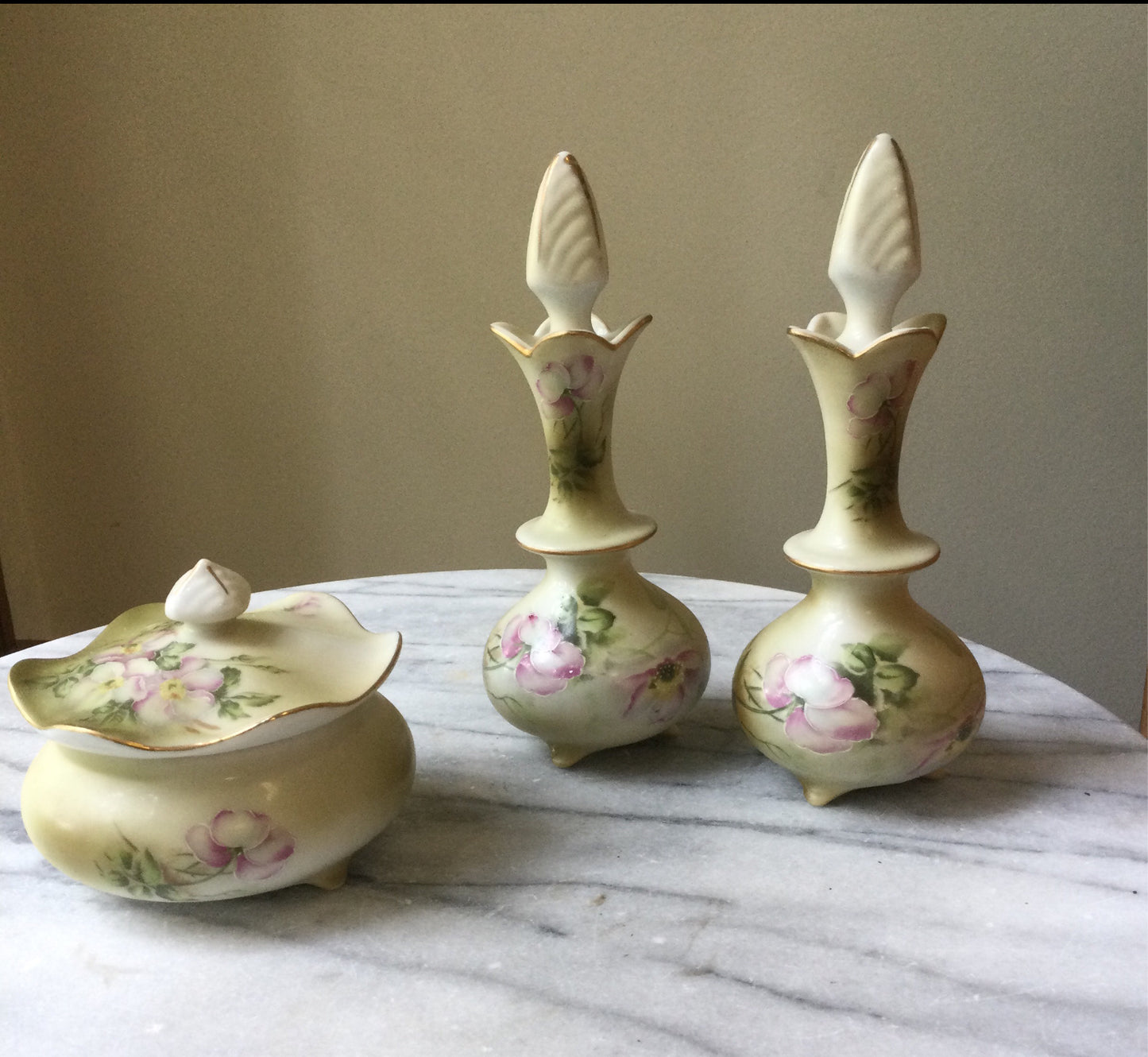 (EE#) Nippon Hand Painted Dresser Set Vtg