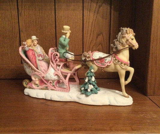 San Francisco Music Box Co Sentimental Rose Couple in Sleigh