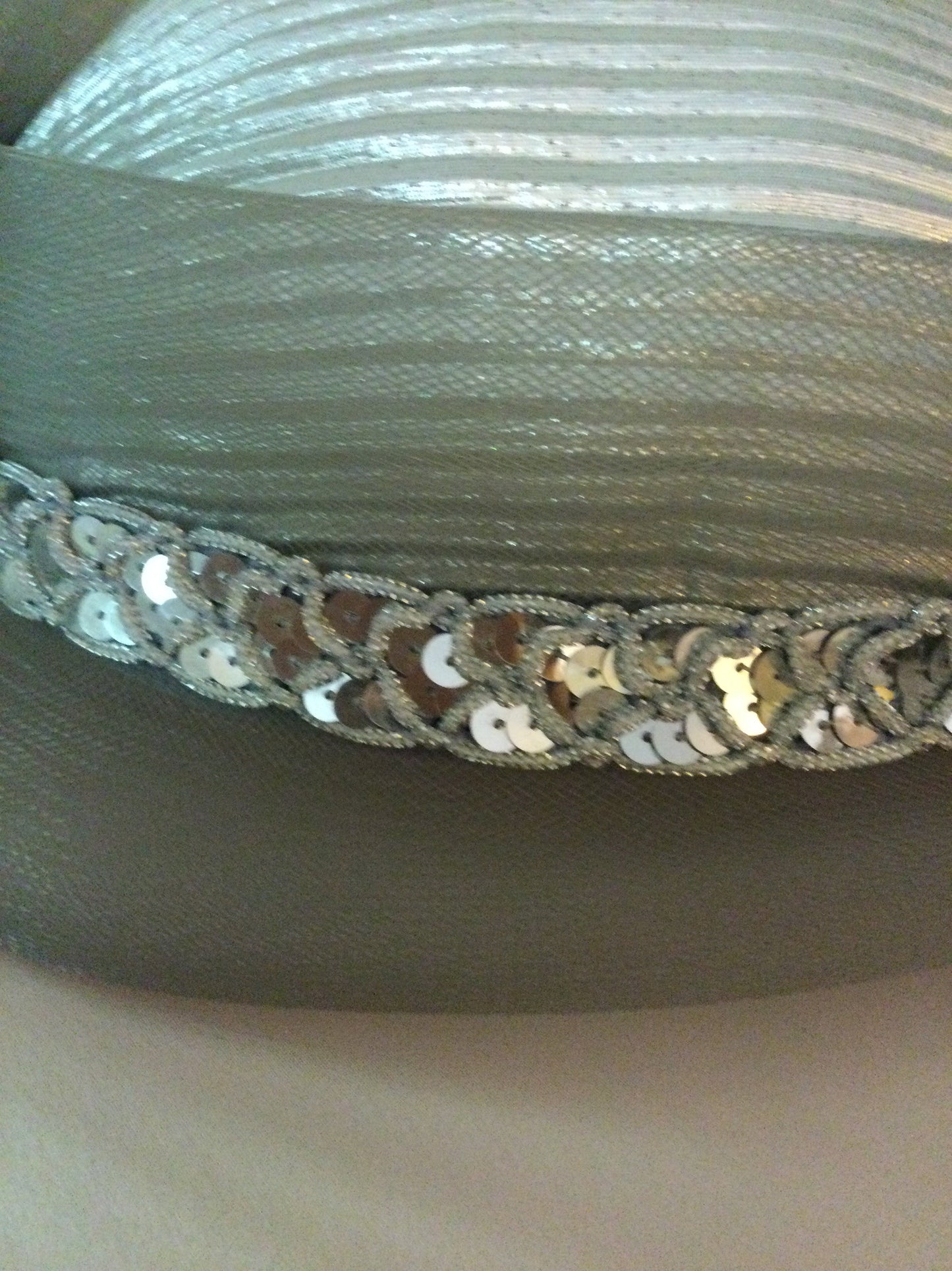 (BH#) Silver Pillbox Hat