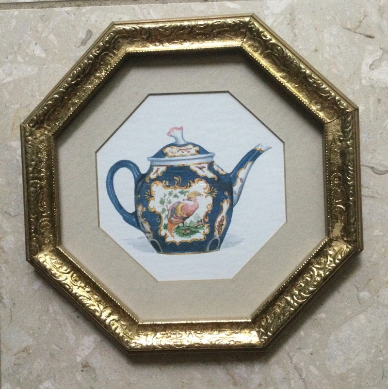 (H#) Pair of Octogon Framed Teapot Prints