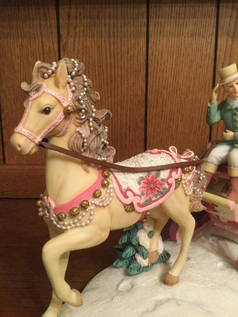 San Francisco Music Box Co Sentimental Rose Couple in Sleigh