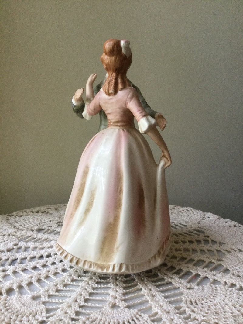 (B#) Colonial Couple Porcelain Music Box Vtg 70’s