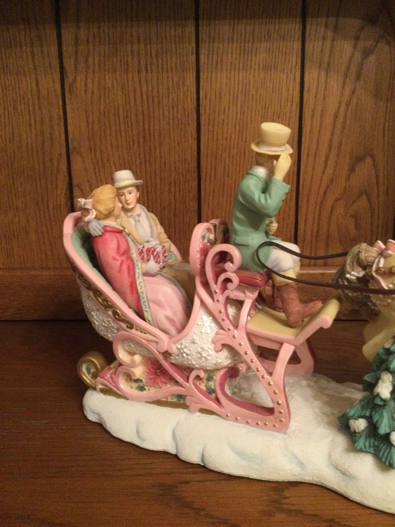 San Francisco Music Box Co Sentimental Rose Couple in Sleigh