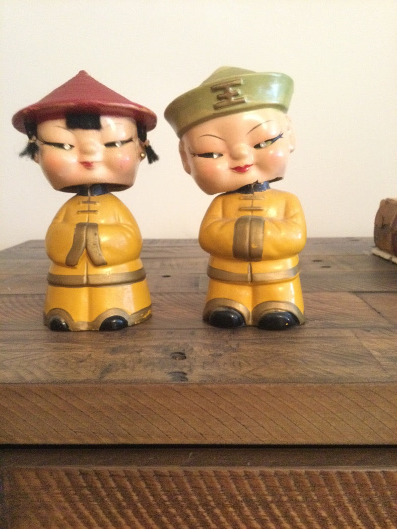 Vtg Asian Bobblehead Couple Japan