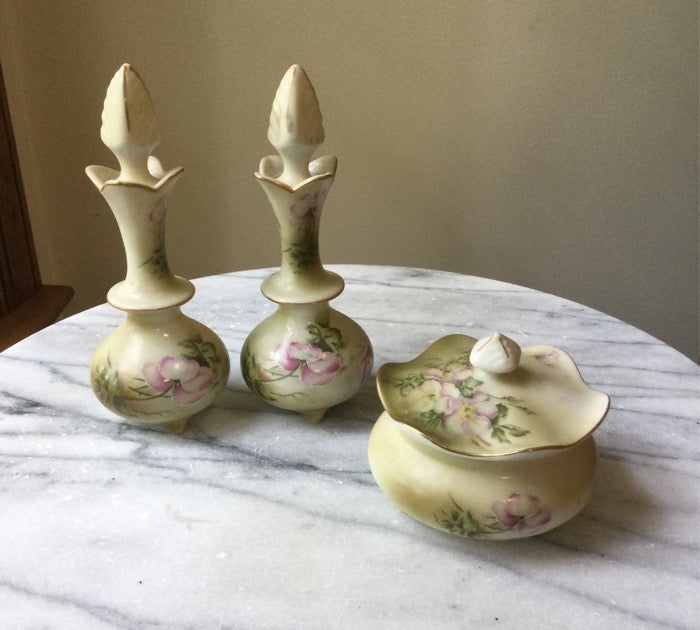 (EE#) Nippon Hand Painted Dresser Set Vtg