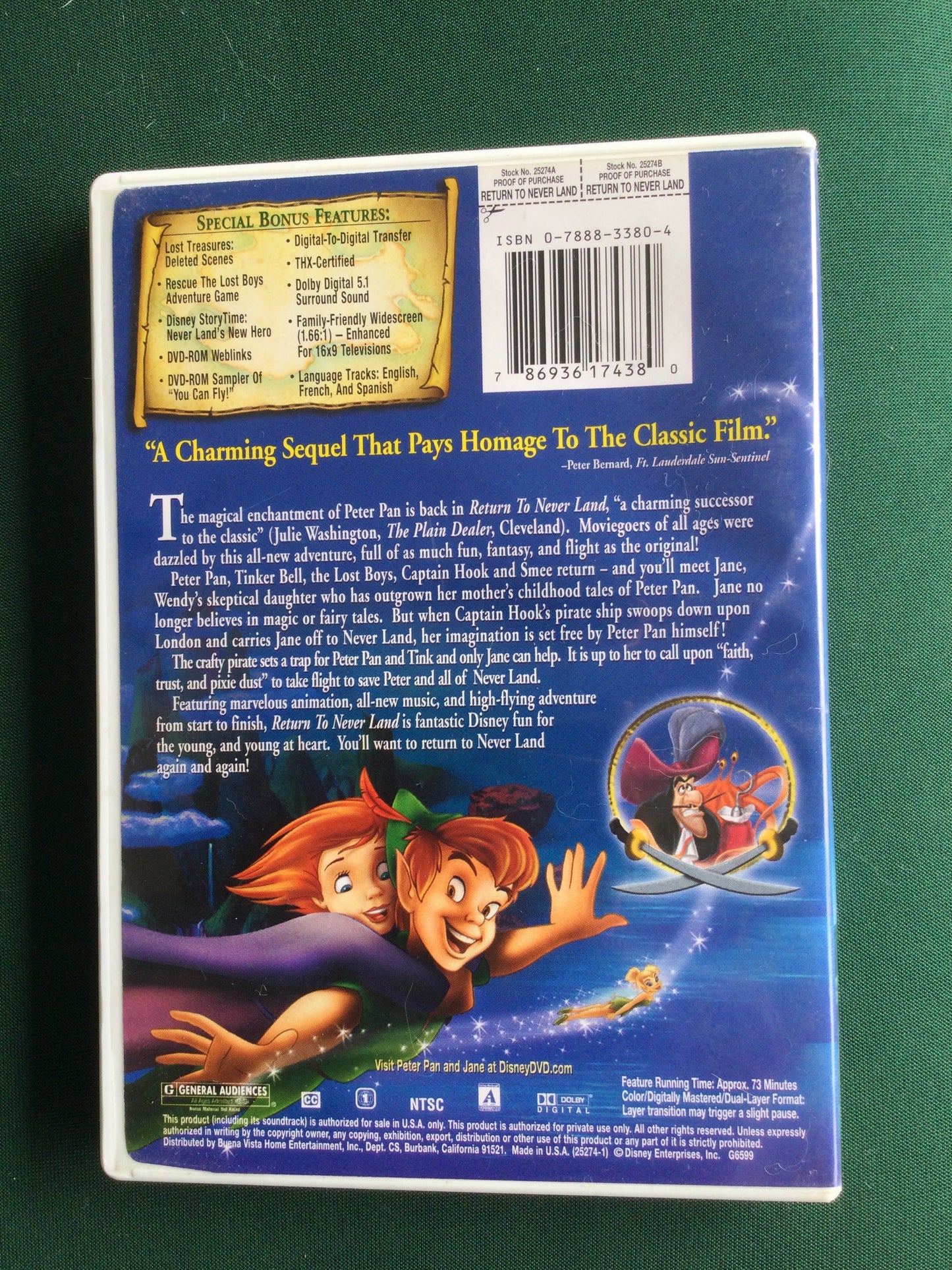 (KT#)Disney Peter Pan Return to Neverland DVD