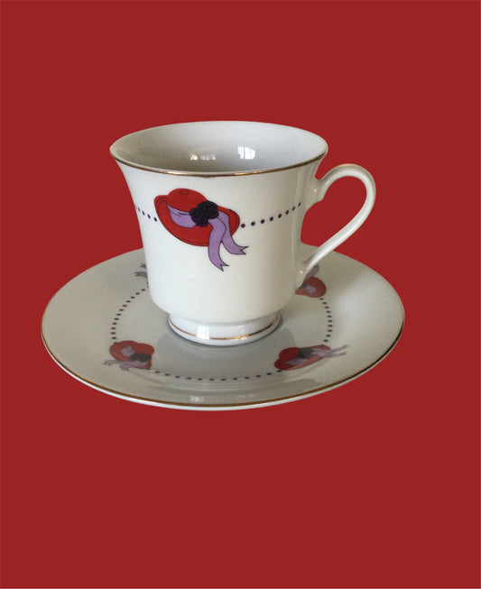 (DA#) Red Hat Society Tea Cup & Saucer